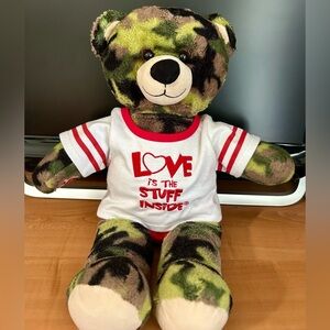 Vintage 2014 Build A Bear Workshop Military Camouflage Teddy Bear w/BAB 2 pc set